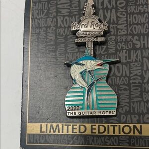 Hard Rock Limited Edition Silver and Blue Brooch